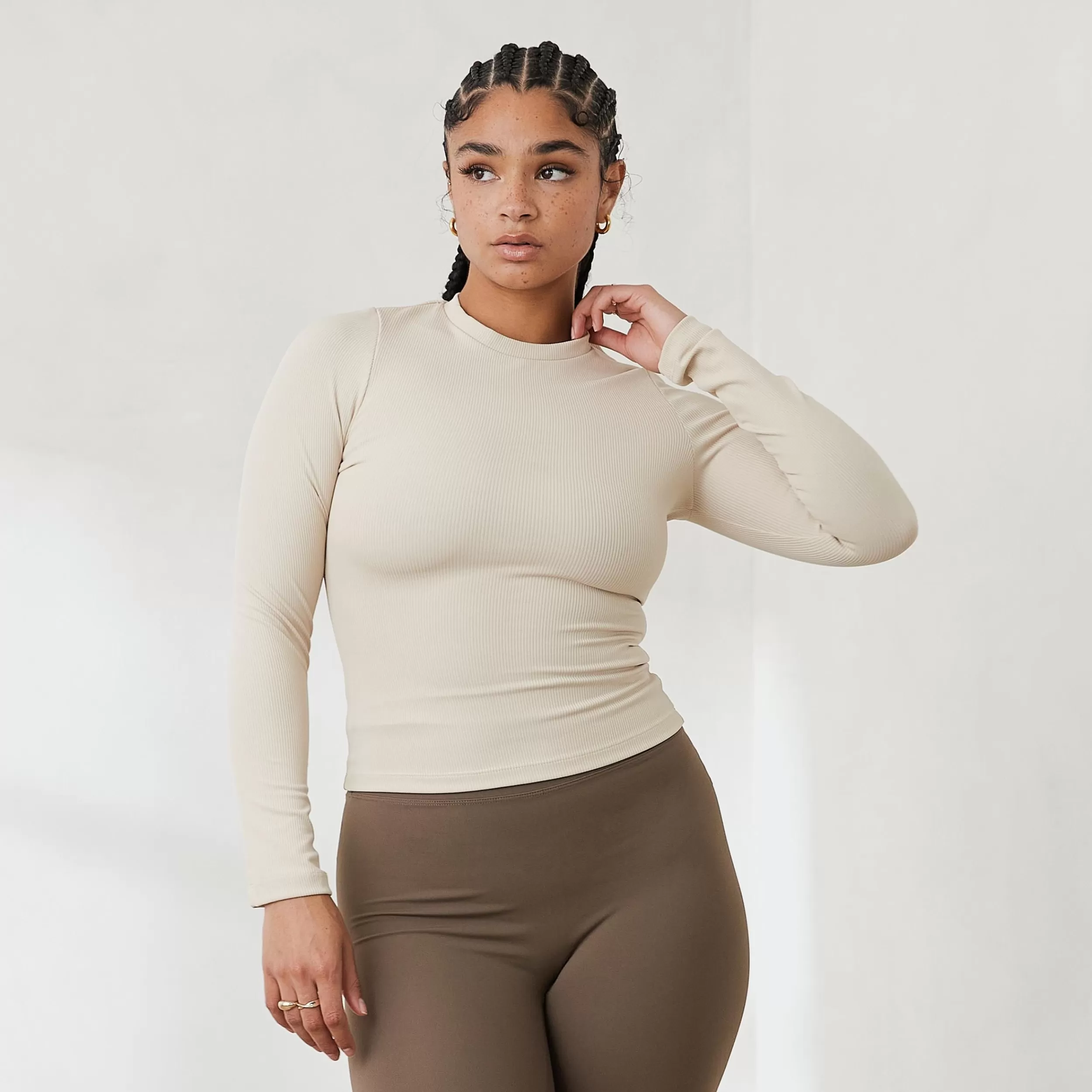 Kvinde Lounge Underwear Loungewear | Essential Ribbet Langaermet Top